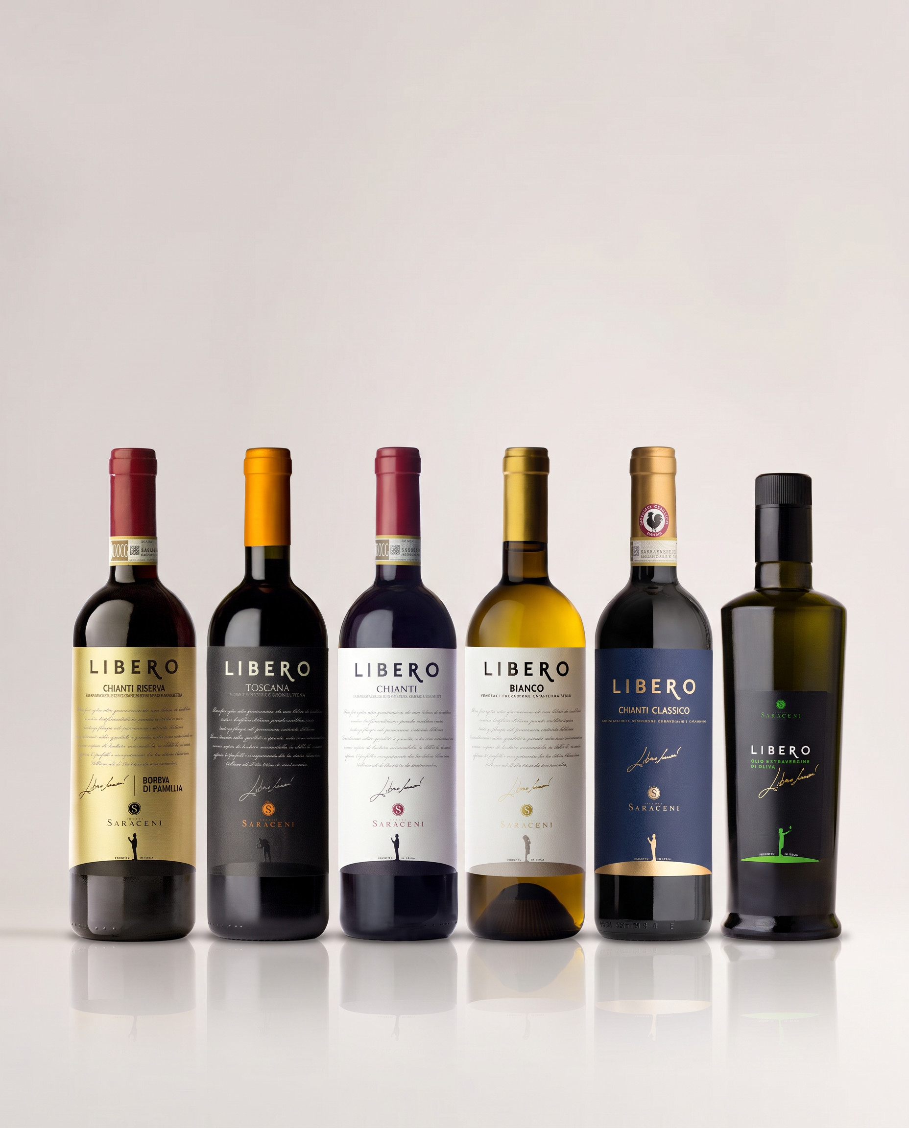 Made in Tuscany, with Love pack — assorted Saraceni Tuscan red wine bundle, 6 bottles, Saraceni Wines (product group shot)