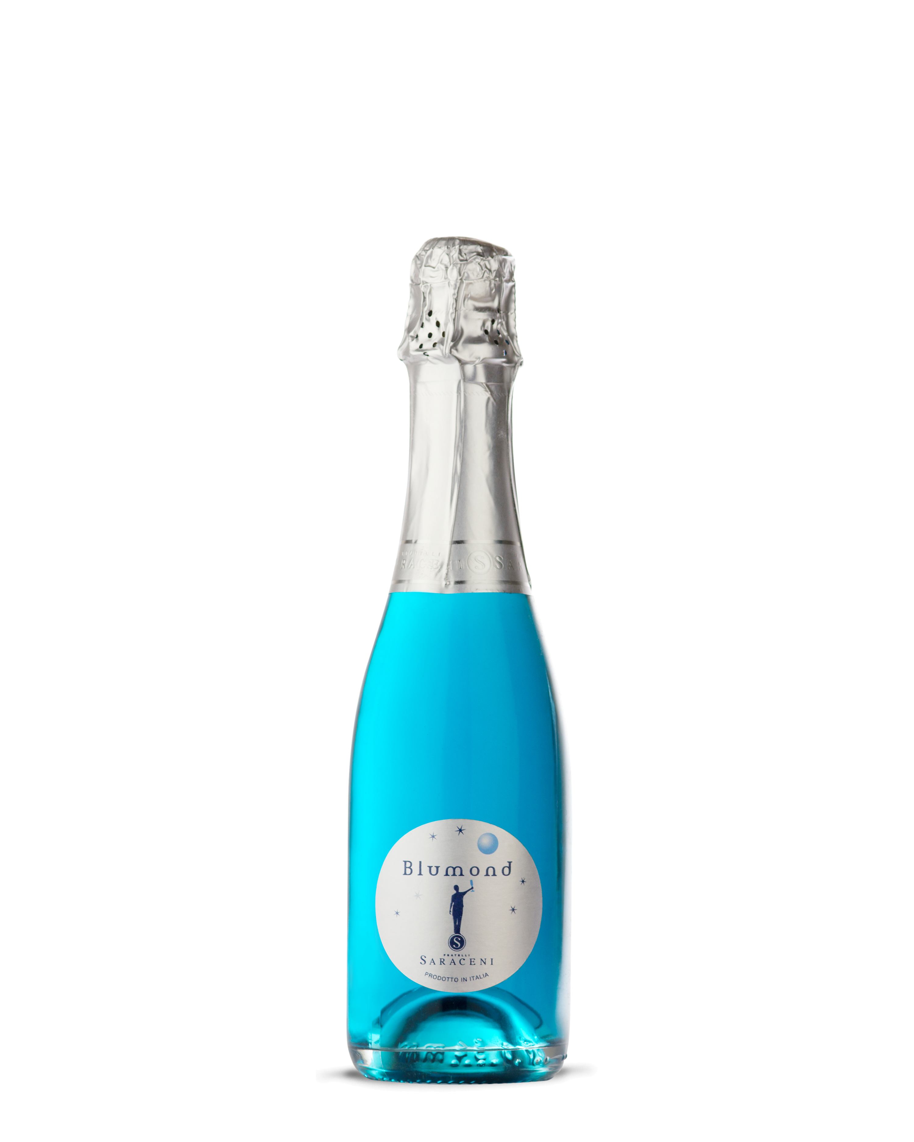 Baby Blumond 6 pack — six mini 375ml bottles of Saraceni sparkling blue bubbly wine, ideal for weddings and gifting