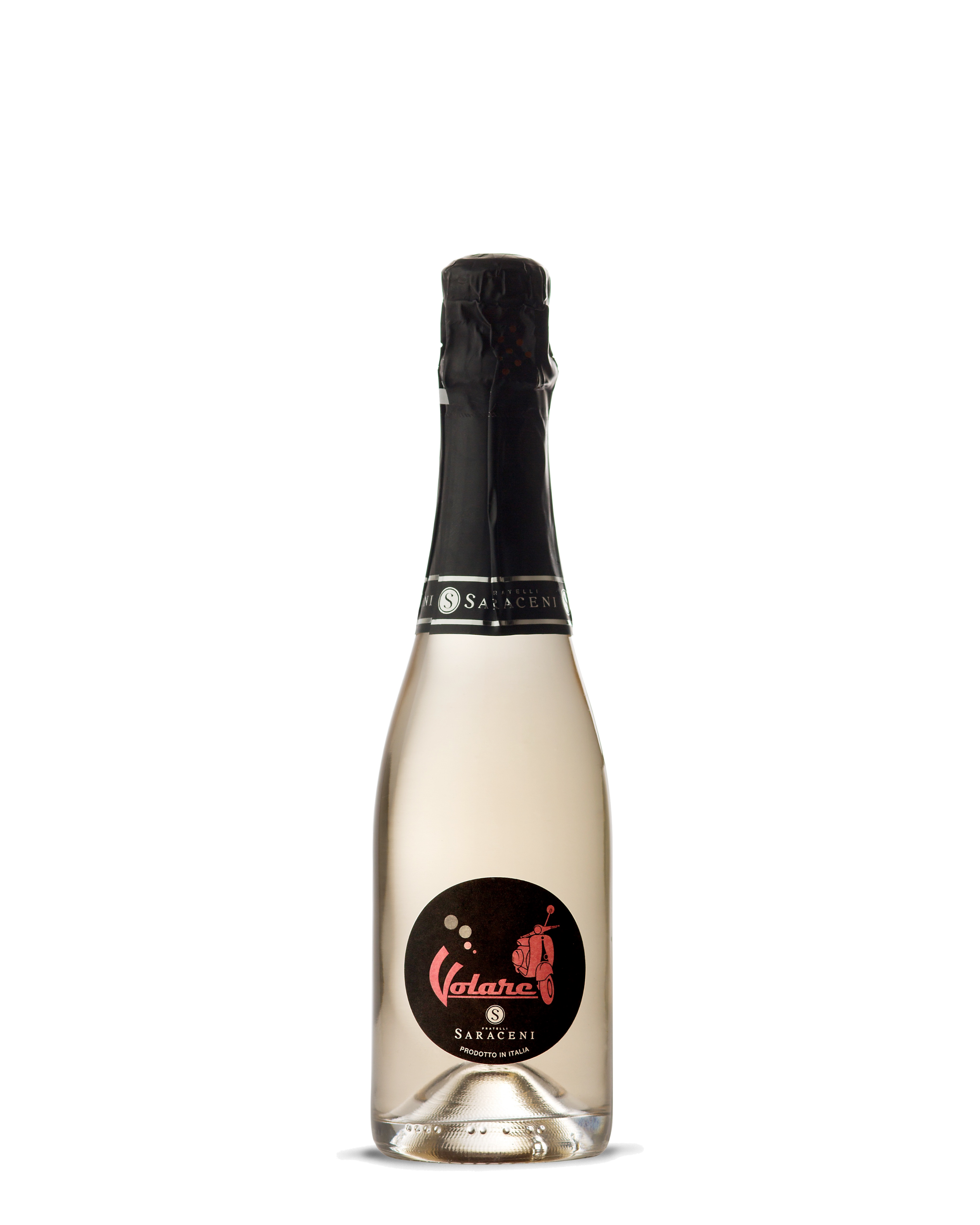 Baby Volare 6 pack — six mini 375ml bottles of Saraceni sparkling pink grapefruit wine, hero shot, ideal for weddings and gifting