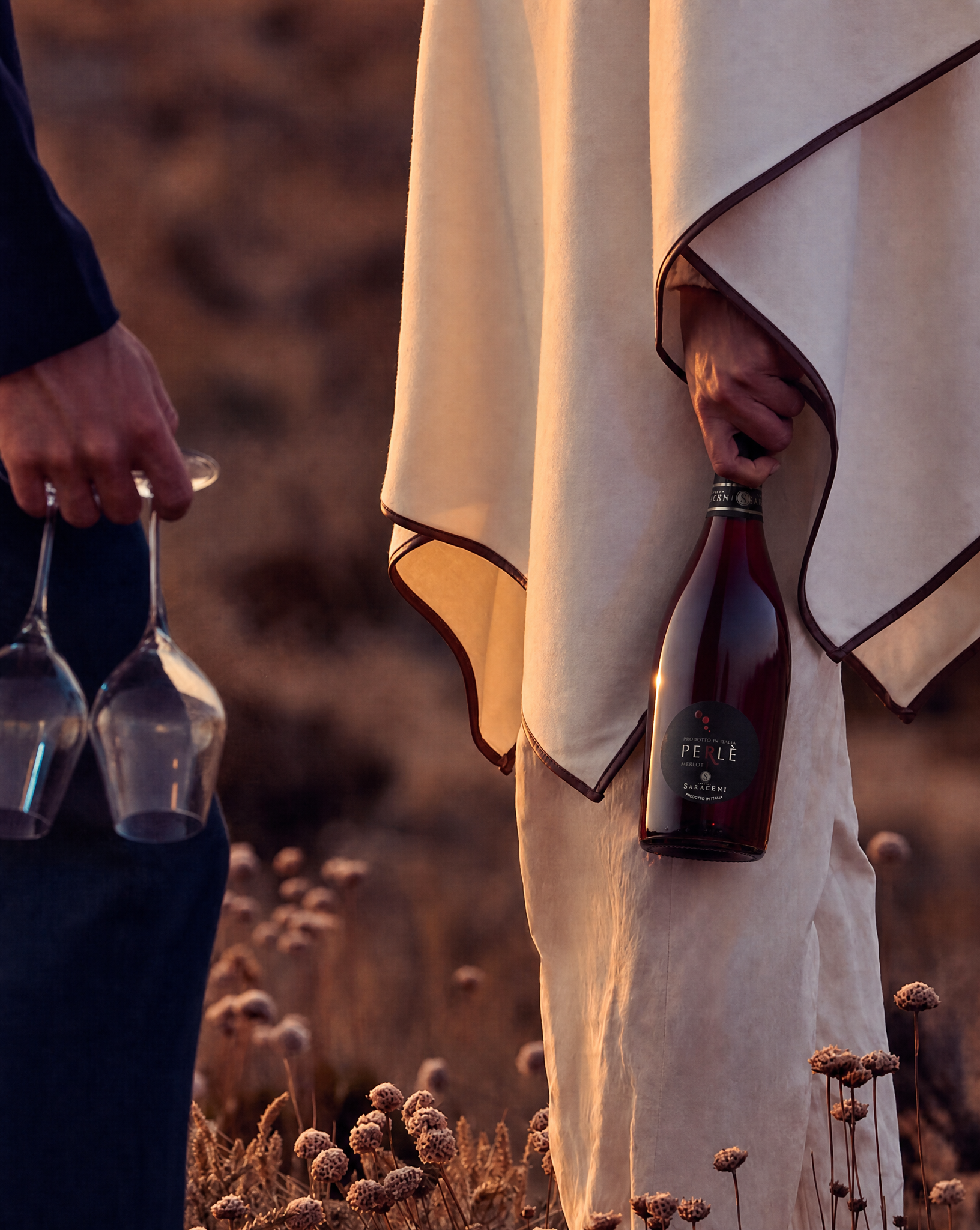 Perlé Sparkling Red — purple red extra-dry sparkling red wine, 750ml, Saraceni Wines (lifestyle image)