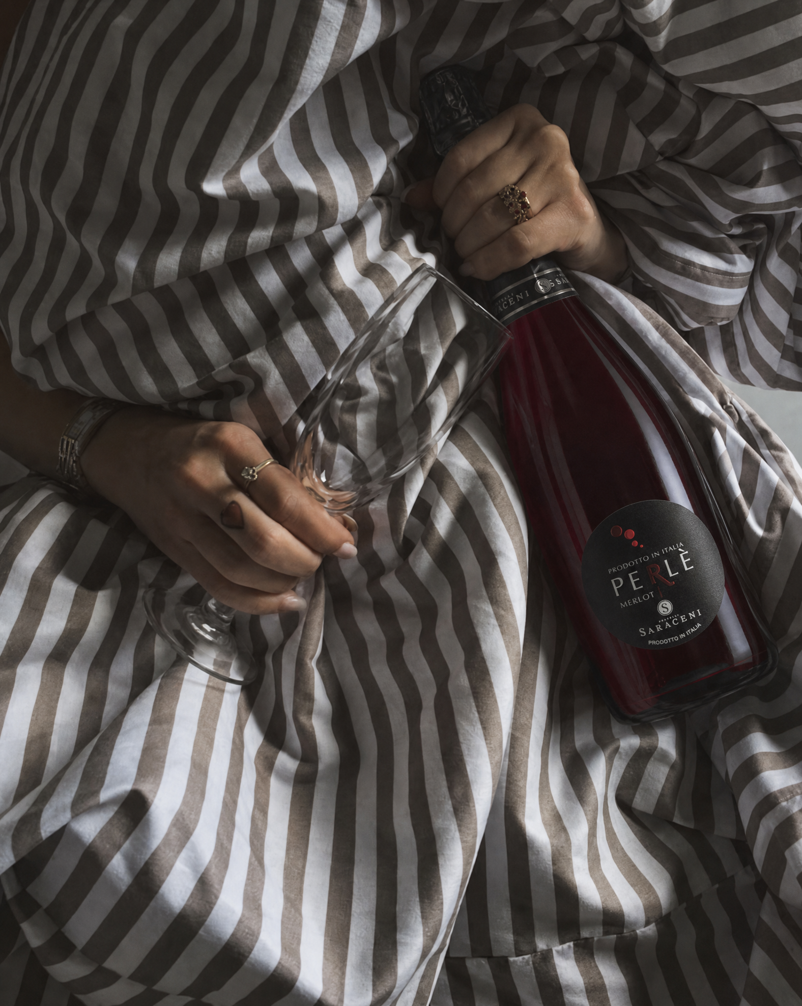 Perlé Sparkling Red — purple red extra-dry sparkling red wine, 750ml, Saraceni Wines (lifestyle image)