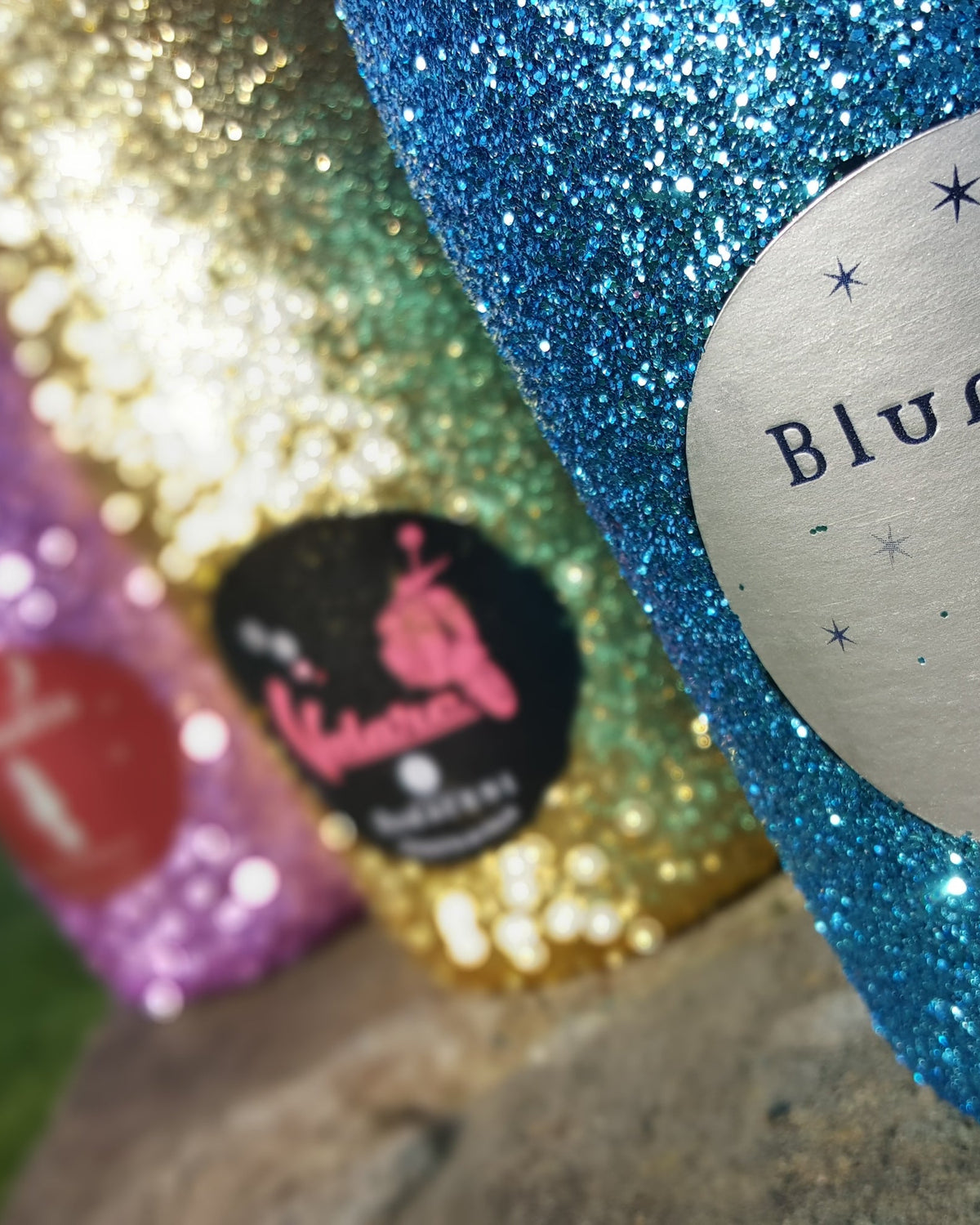 Diamond Dust — sparkling sweet wine trio with glitter, 3 x 750ml bottles, Saraceni Wines (product shot)