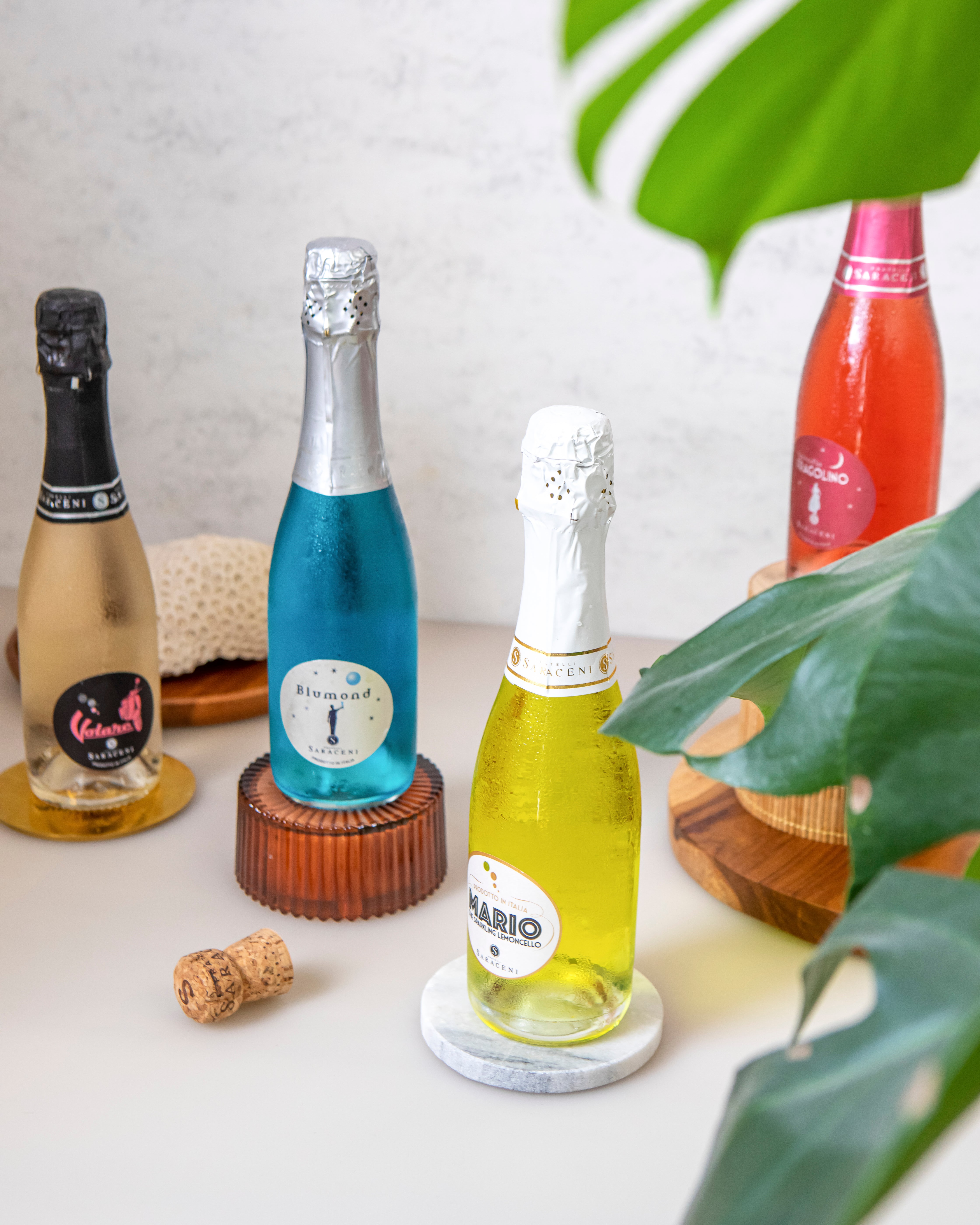Bottled sunshine pack — assorted Saraceni sparkling wine bundle, 12 x 375ml mini bottles, Saraceni Wines (lifestyle shot)