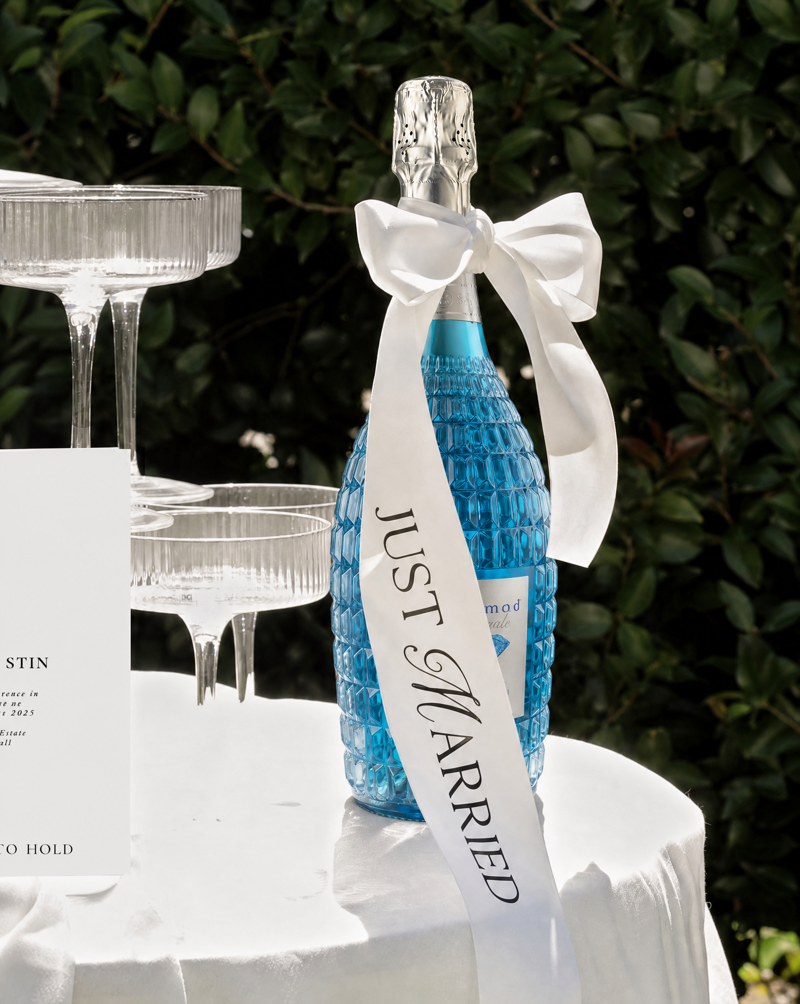 Blumond Royale — bright blue sparkling sweet wine, 750ml, Saraceni Wines (editorial shot)