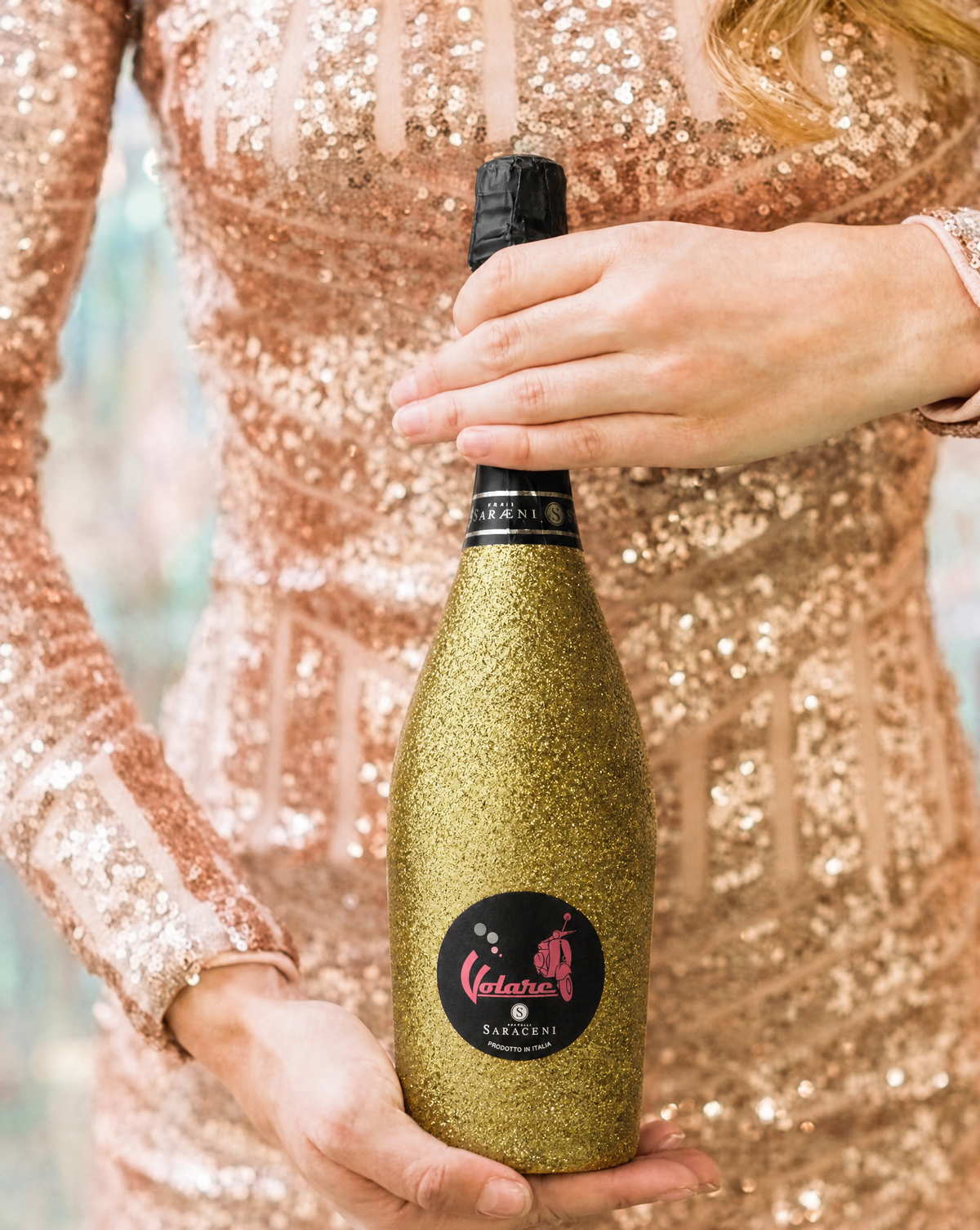 Diamond Dust — sparkling sweet wine trio with glitter, 3 x 750ml bottles, Saraceni Wines (lifestyle image)