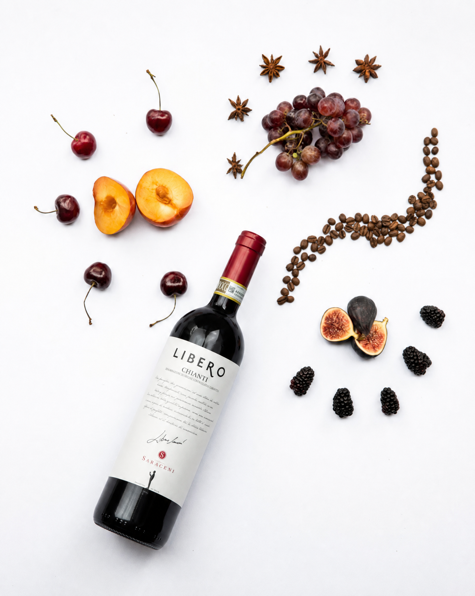 Libero Chianti — ruby red dry Chianti red wine, 750ml, Saraceni Wines (tasting notes visual)