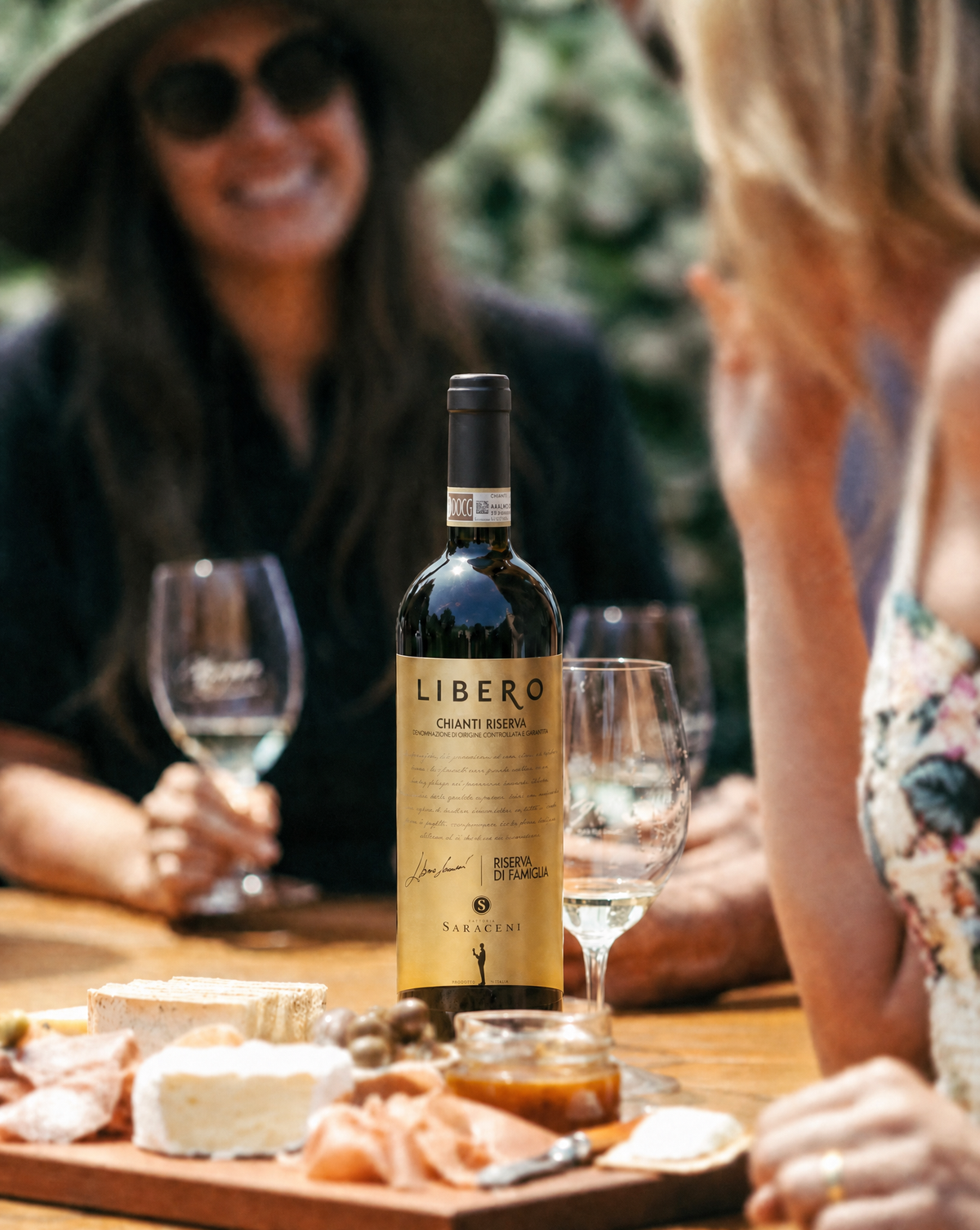 Libero Riserva di Famiglia — ruby red dry Chianti reserve red wine, 750ml, Saraceni Wines (lifestyle image)