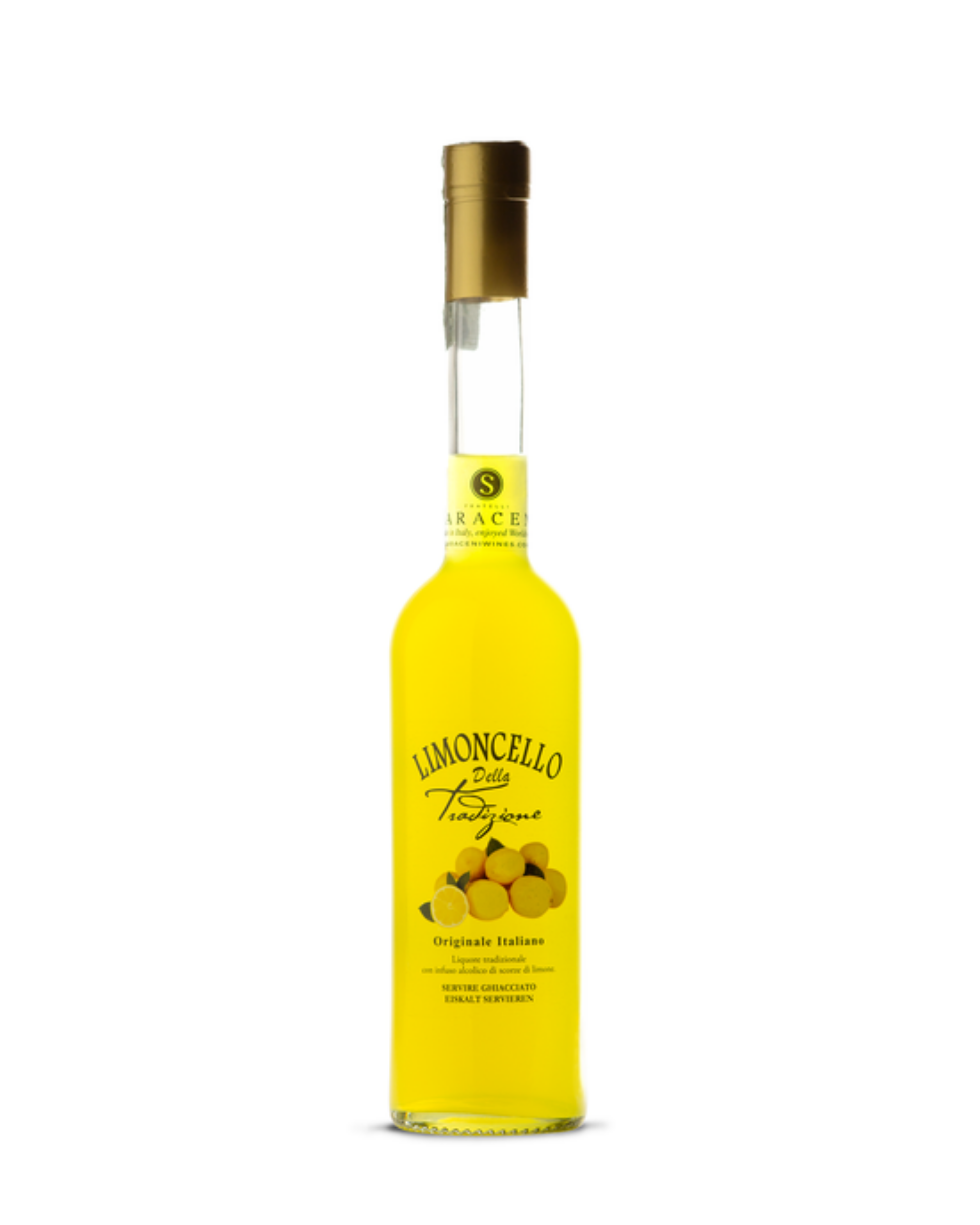 Limoncello d'Autore — bright yellow sweet Italian limoncello liqueur, 500ml, Saraceni Wines